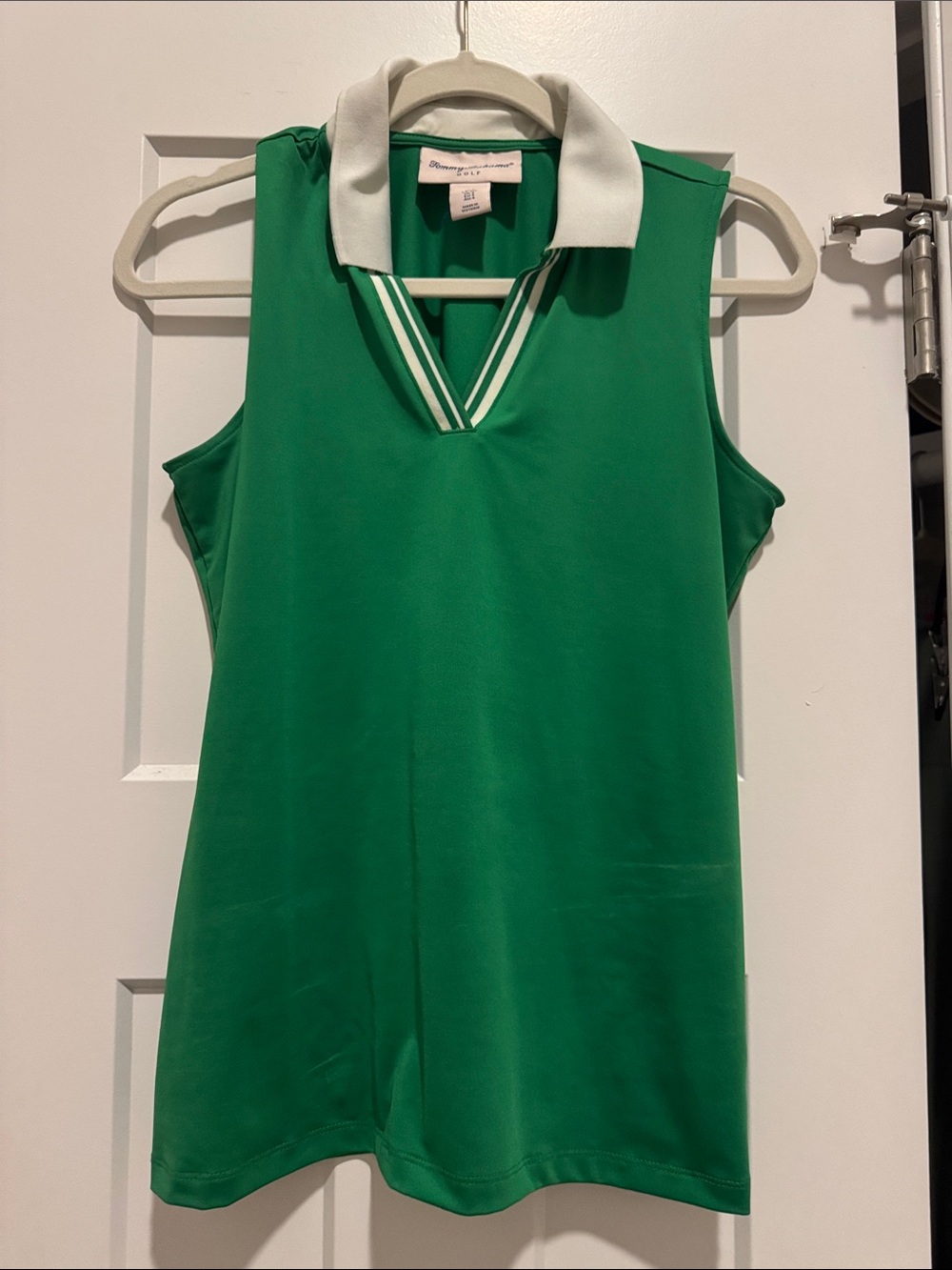 Tommy Bahama Green Sleeveless Polo Tank with White Collar
